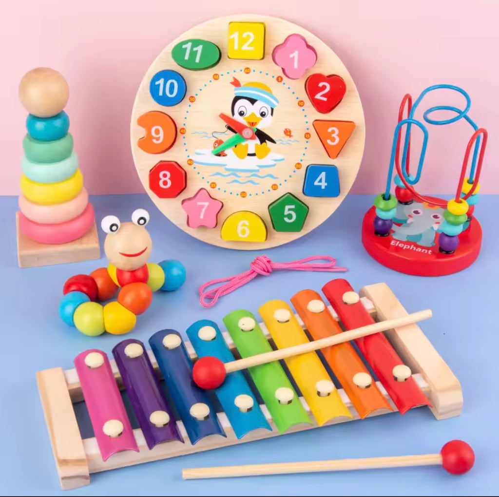 5-6pcs/set Montessori Wooden Toys for Babies Boy Girl Gift Baby Development Games Wood Puzzle for Kids Educational Learning Toy